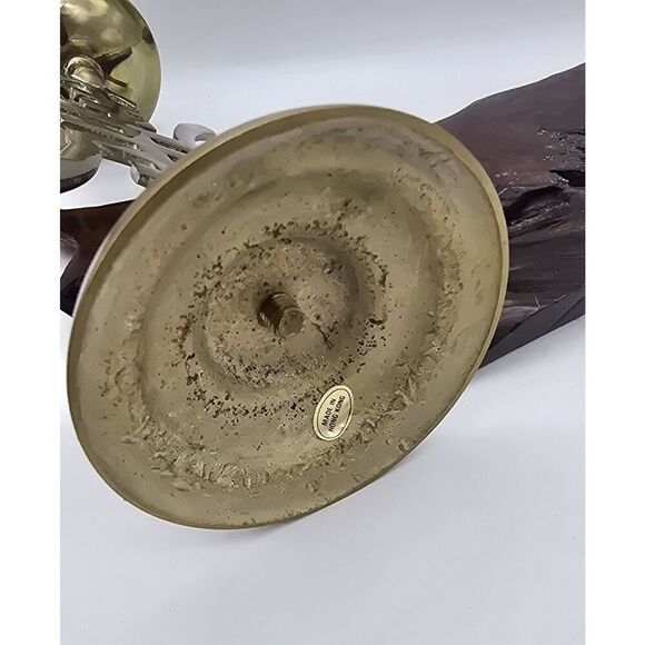 Vintage MCM Solid Brass Asian Candlestick Holder Fritz Brass 11.5” Hong Kong - Picture 8 of 9